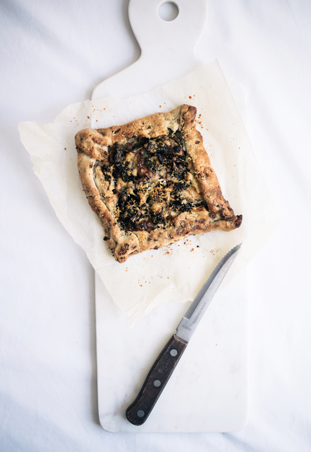 Recipe | Kale, caramelised onion & cheese tart with chestnut pastry | These Four Walls blog