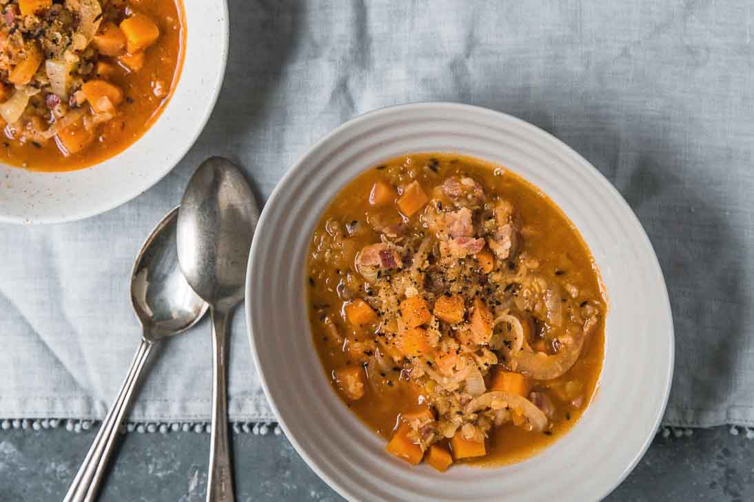 Recipe - smokey bacon, carrot & lentil soup | These Four Walls blog