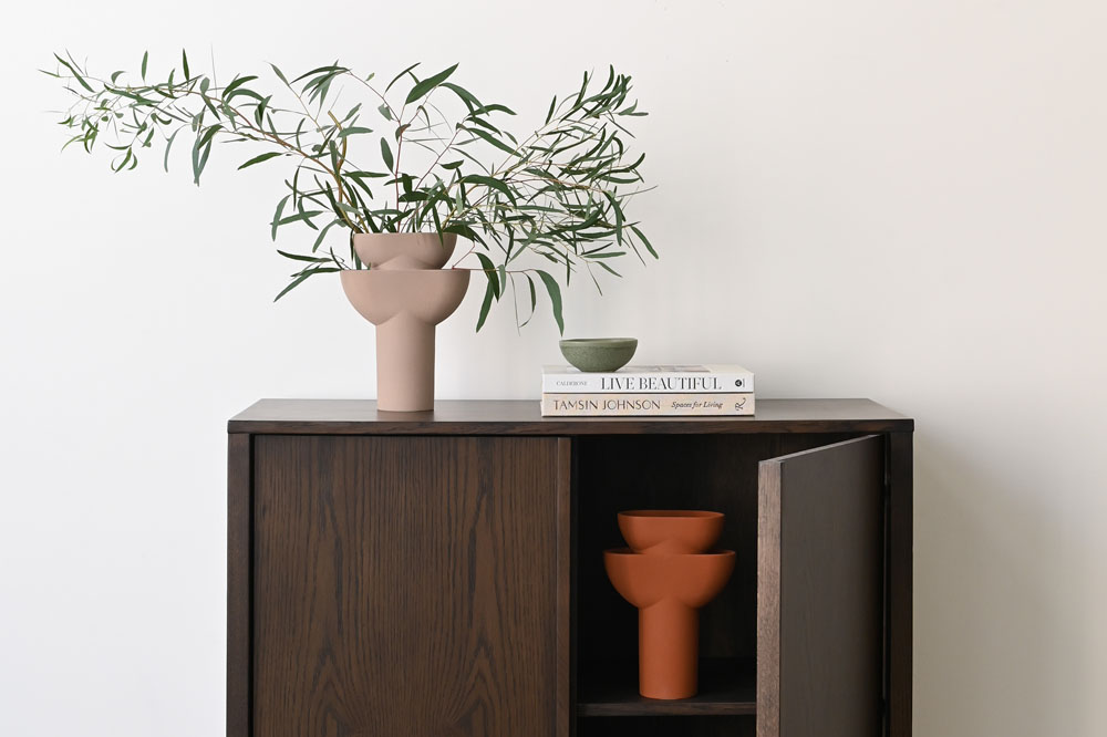Foraged foliage displayed in the 'Terrace' vase - a minimalist, sculptural object from The Design Chaser x Città | New finds - February 2023 | These Four Walls blog